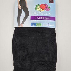 Fruit of the Loom Women's Black Waffle Pant Thermal Super Soft Size Small